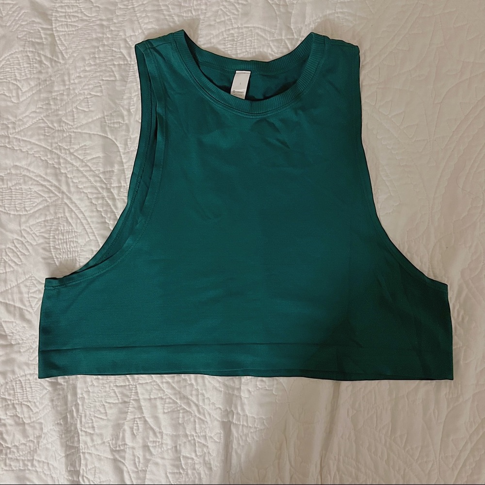 Avocado Emerald green seamless cropped sleeveless muscle tank
